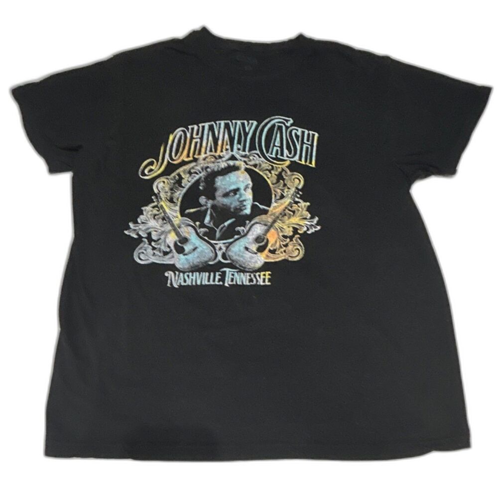 Johnny Cash Men’s 1X Black Graphic T-Shirt Nashville Tennessee Country Rock